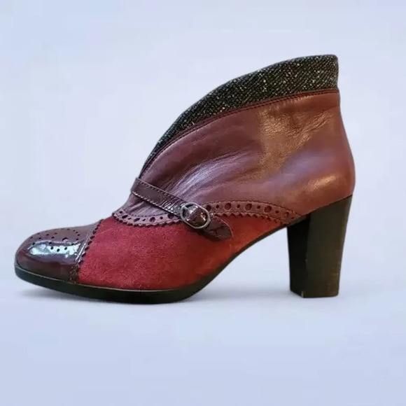 Hispanitas Red Leather Glove Heel Booties - Size 9 - Picture 1 of 11